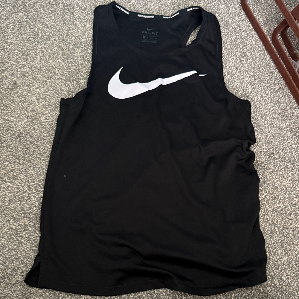 Nike Black Dri-FIT Running Tank with White Swoosh